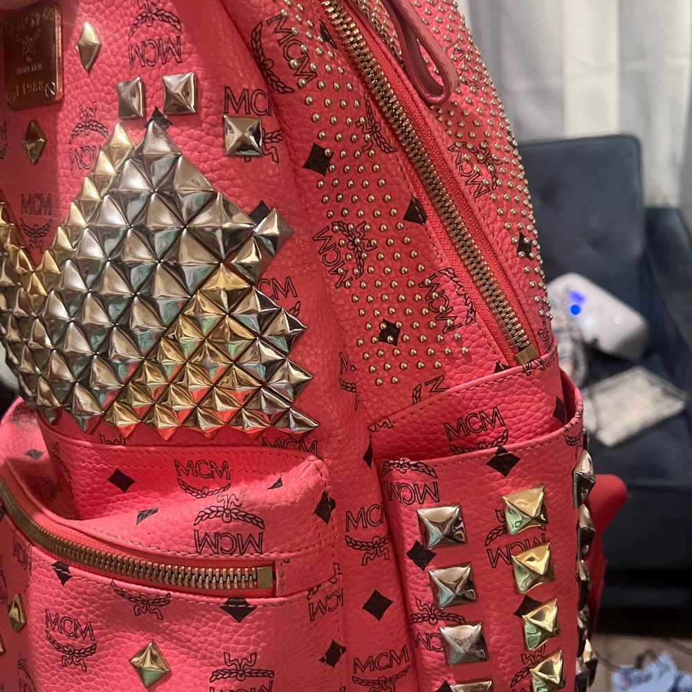 MCM LARGE STUDDED BACKPACK